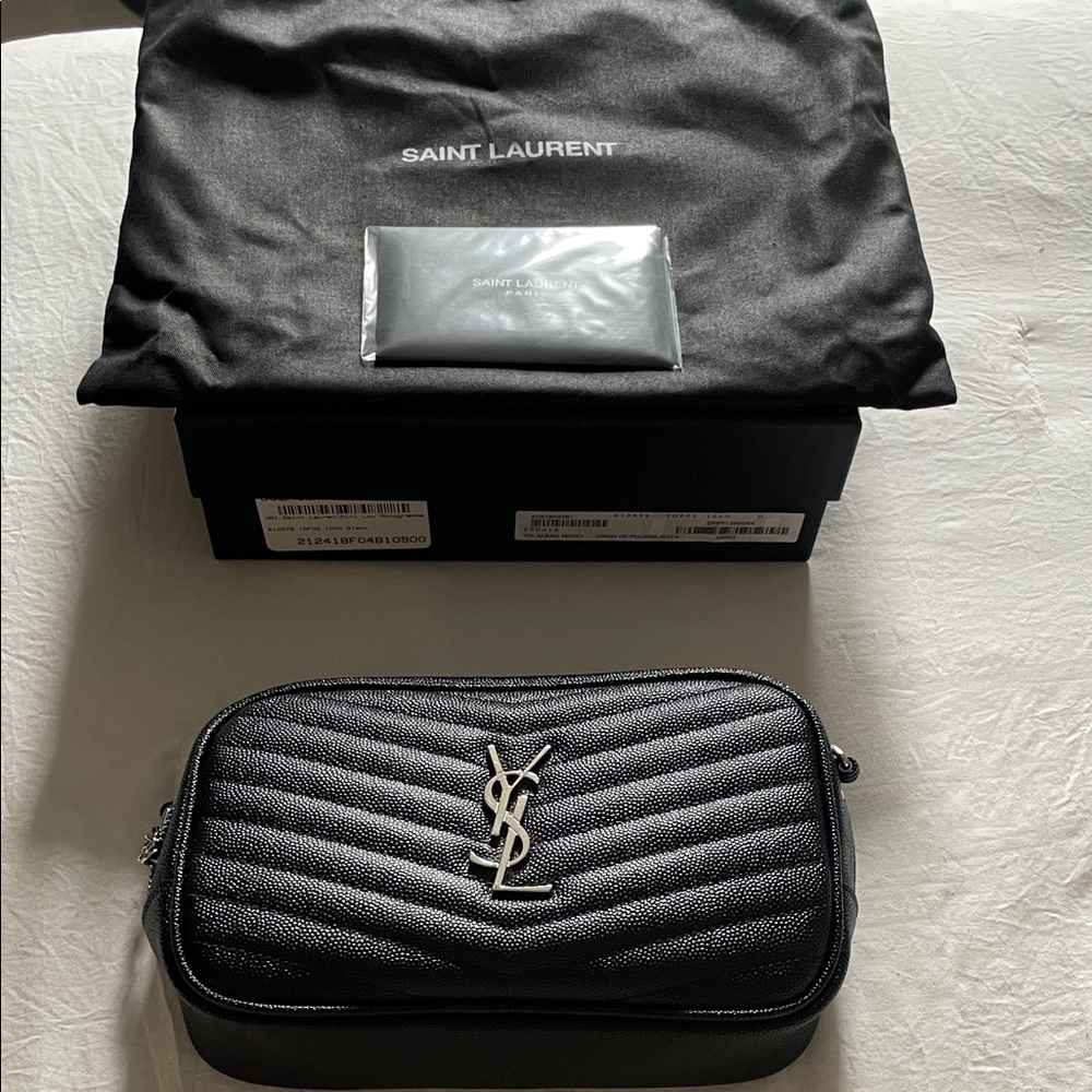 Saint Laurent Black Quilted Lou Mini Camera Bag